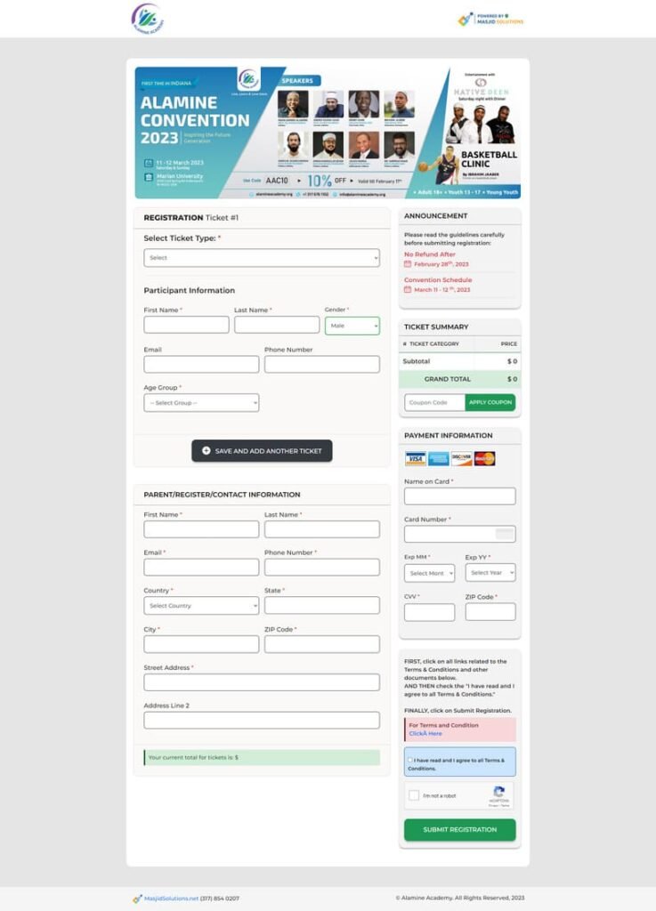 Alamine Convention Registration Page