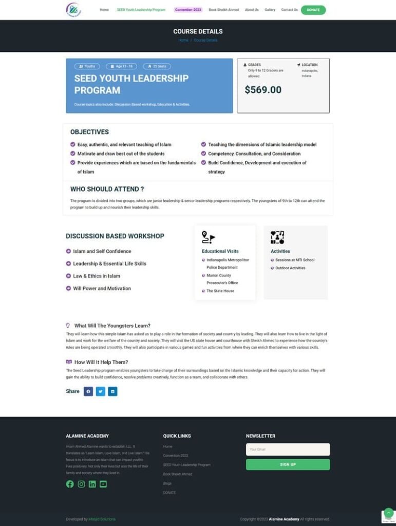 Course Details Page